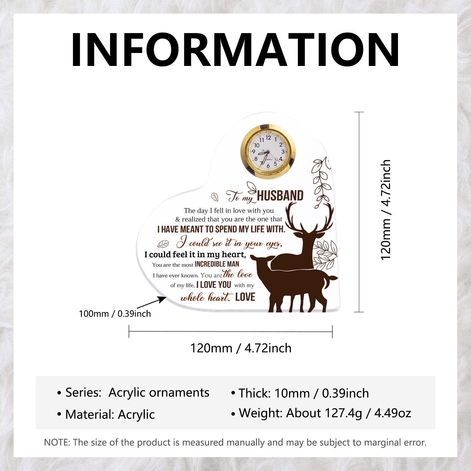 To My Husband Acrylic Heart Clock Keepsake Heart Sign - I HAVE MEANT TO SPEND MY LIFE WITH-Jessemade AU