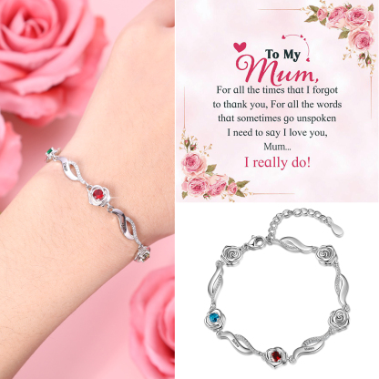 2 Names - Personalised Rose Bracelet Custom Names & Birthstones Adjustable Bracelet Gifts for Her-Jessemade AU