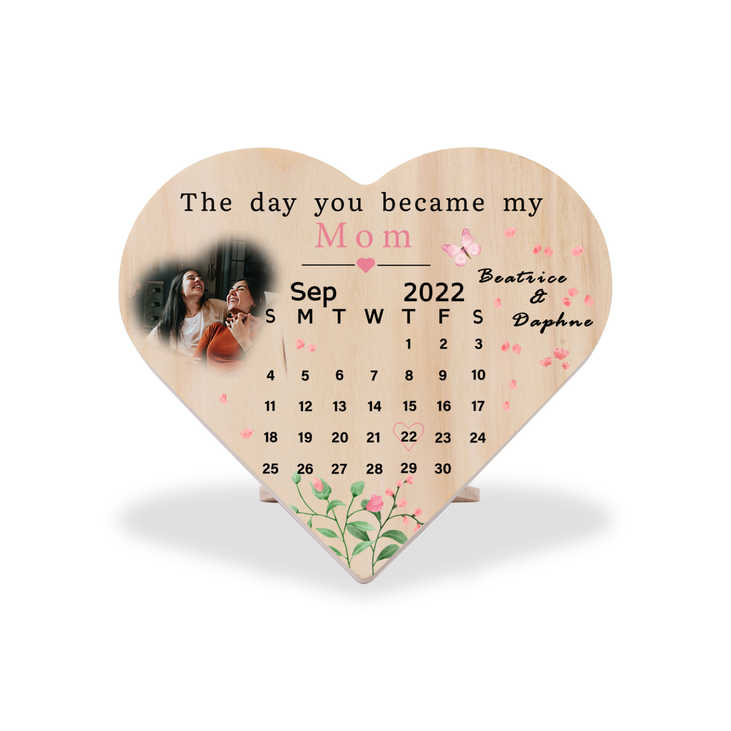 Personalised Photo Wooden Heart Keepsake Custom Date Desktop Ornament Anniversary Gifts-Jessemade AU