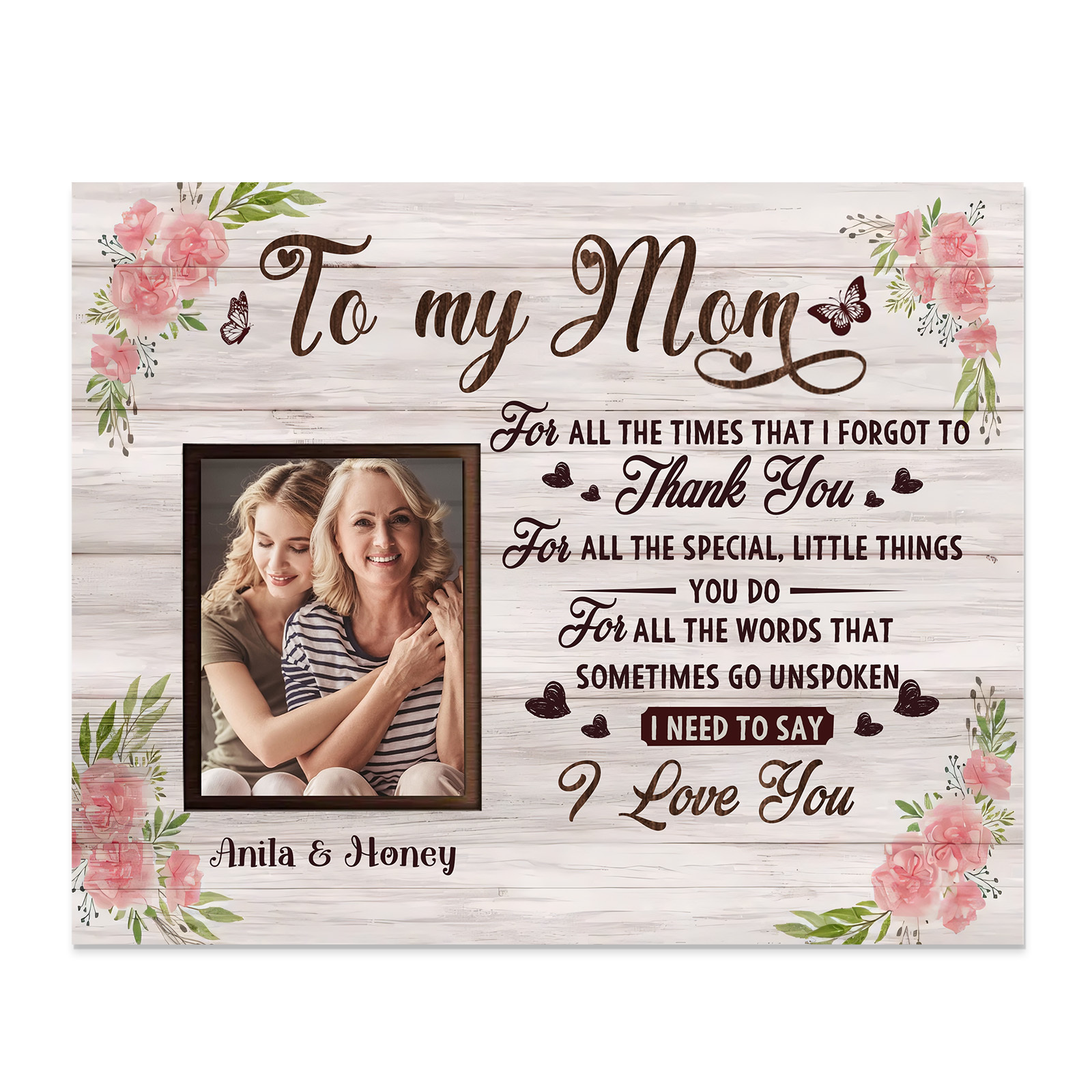 Personalised Photo & Text Wooden Plaque Home Decoration Gifts for Mom/Mum - For All The Times That I Forgot To Thank You-Jessemade AU