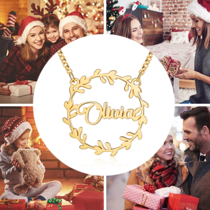 Christmas Wreath Name Necklace Personalised 1-4 Name Necklaces-Jessemade AU