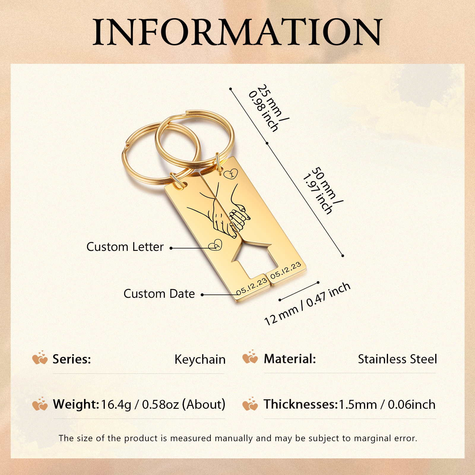 Personalised Couple Keychain Custom 2 Letters & 2 Dates Keyring Valentine's Day Anniversary Gift for Boyfriend/Girlfriend-Jessemade AU