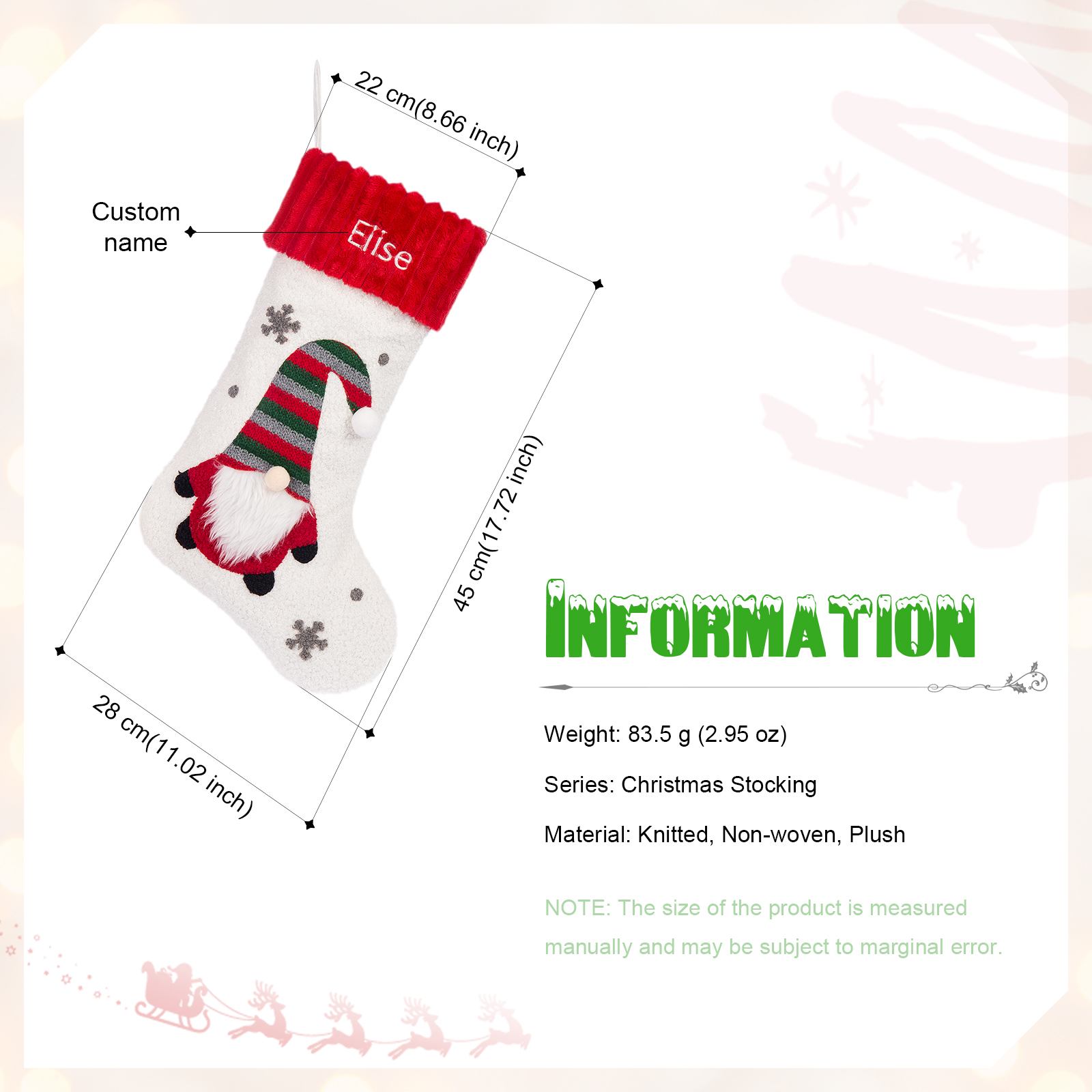 Personalised Christmas Stockings Ornaments Custom 1 Name Santa Claus stocking Christmas Gifts for Family Friends-Jessemade AU