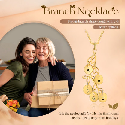 Personalised Branches Pendant Necklace Custom 5 Letters Circle Charm Necklace Gold Birthday Gift for Her-Jessemade AU