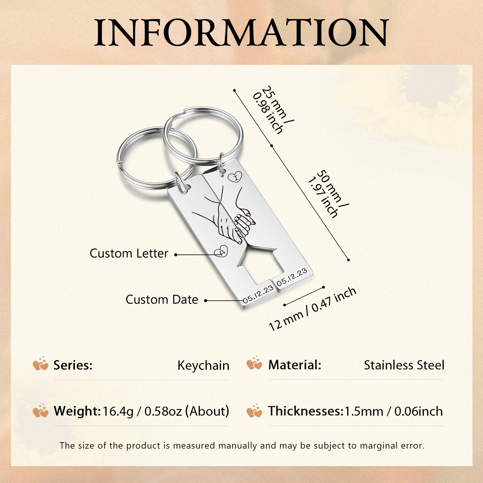 Personalised Couple Keychain Custom 2 Letters & 2 Dates Keyring Valentine's Day Anniversary Gift for Boyfriend/Girlfriend-Jessemade AU