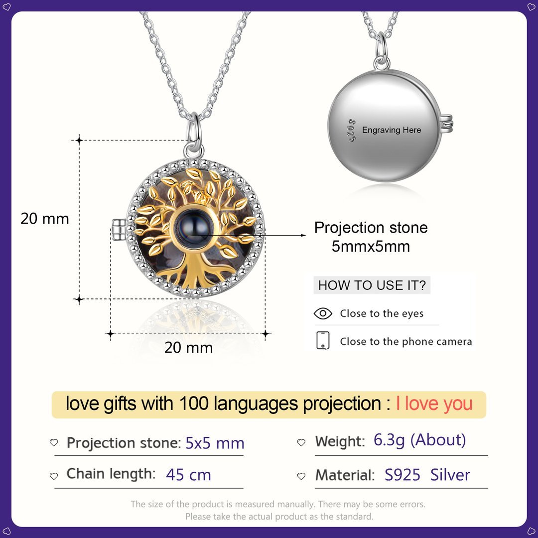 Personalised 100 Languages Projection Necklace Engraved  " I LOVE YOU"  Gifts For Her-Jessemade AU