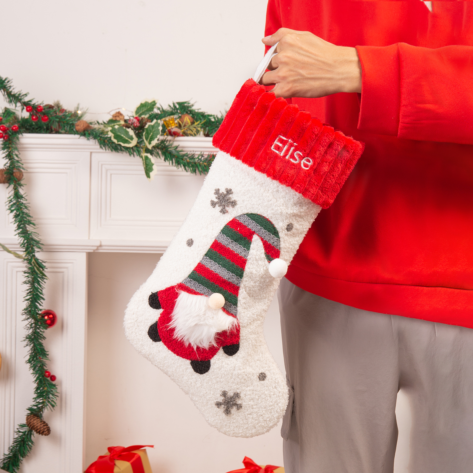 Personalised Christmas Stockings Ornaments Custom 1 Name Santa Claus stocking Christmas Gifts for Family Friends-Jessemade AU