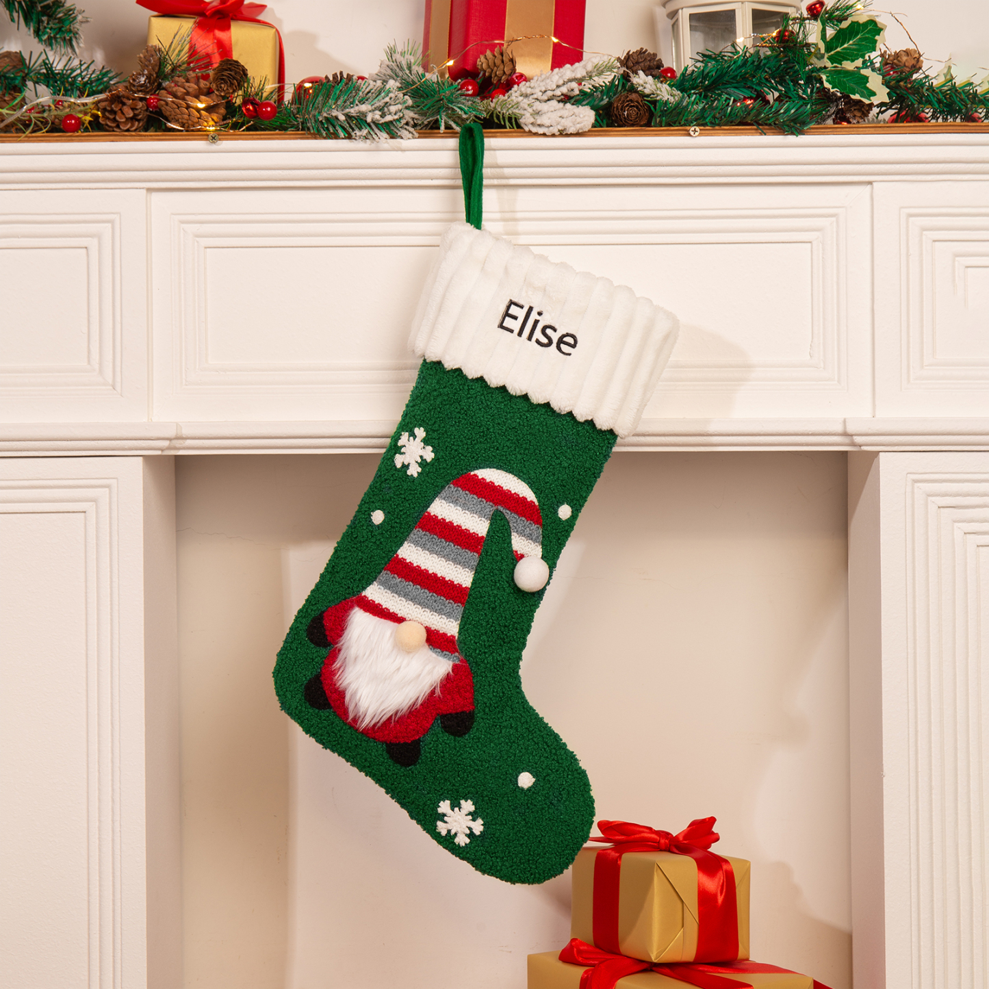 Personalised Christmas Stockings Ornaments Custom 1 Name Santa Claus stocking Christmas Gifts for Family Friends-Jessemade AU