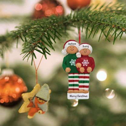 2 Names - Personalised Christmas Ornaments Custom Text Wooden Xmas Ornaments Gifts for Family Friends-Jessemade AU