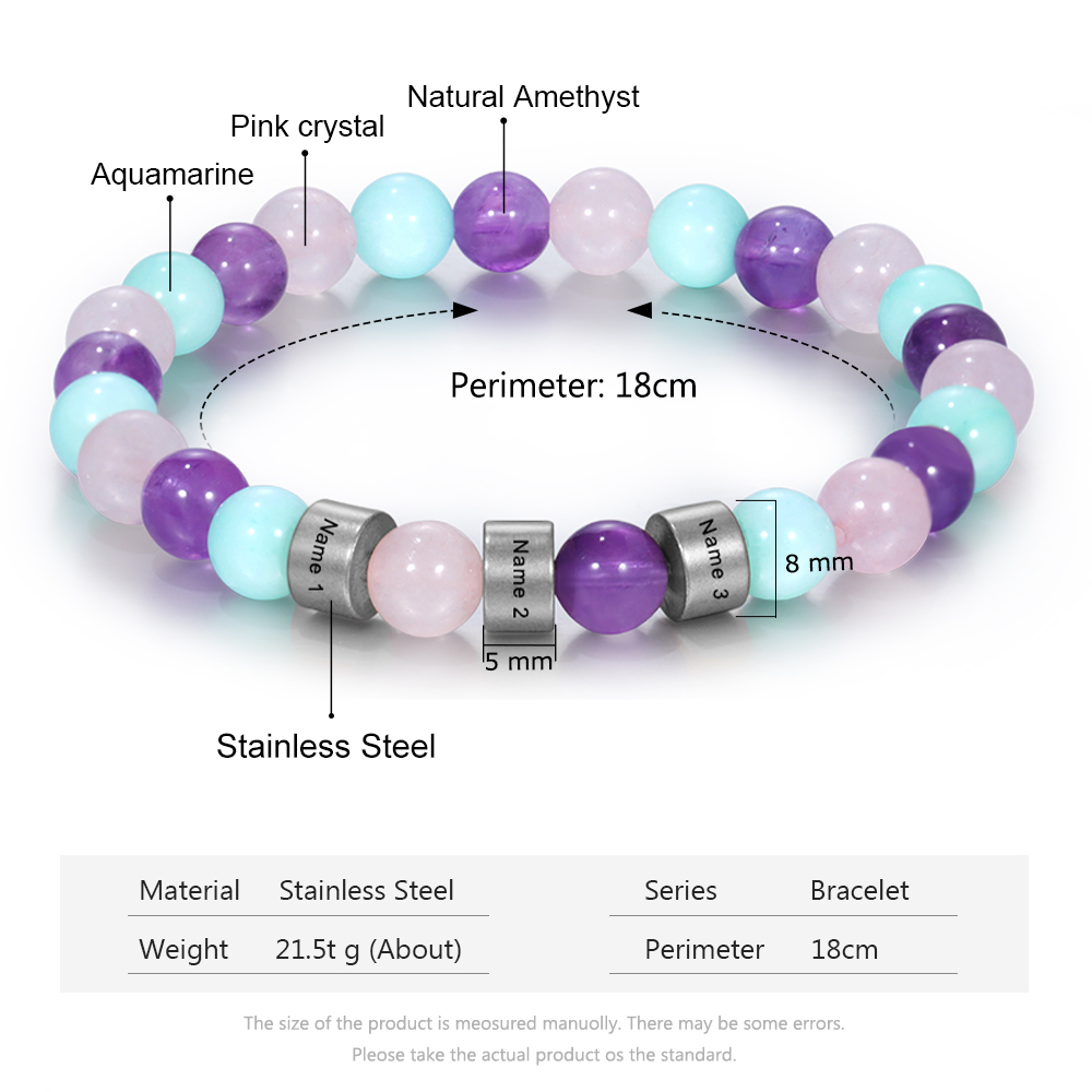 Personalised Colourful Beads Bracelet Custom 3 Names Bracelet Gifts For Her-Jessemade AU