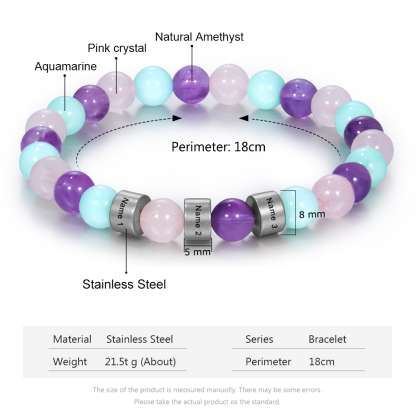 Personalised Colourful Beads Bracelet Custom 3 Names Bracelet Gifts For Her-Jessemade AU