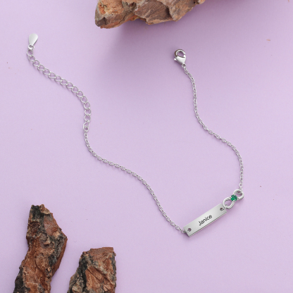 Personalised Infinity Bracelet With 1 Birthstone Engraved Names Bracelet Gift For Women-Jessemade AU