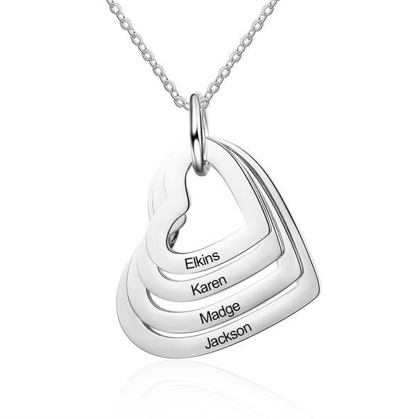 Hearts Personalised Four Hearts Engraving  Necklace