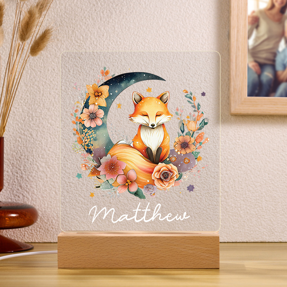 Personalised Fox Night Light Custom Name LED Night Light Nursery Home Decor Gifts For Kids-Jessemade AU