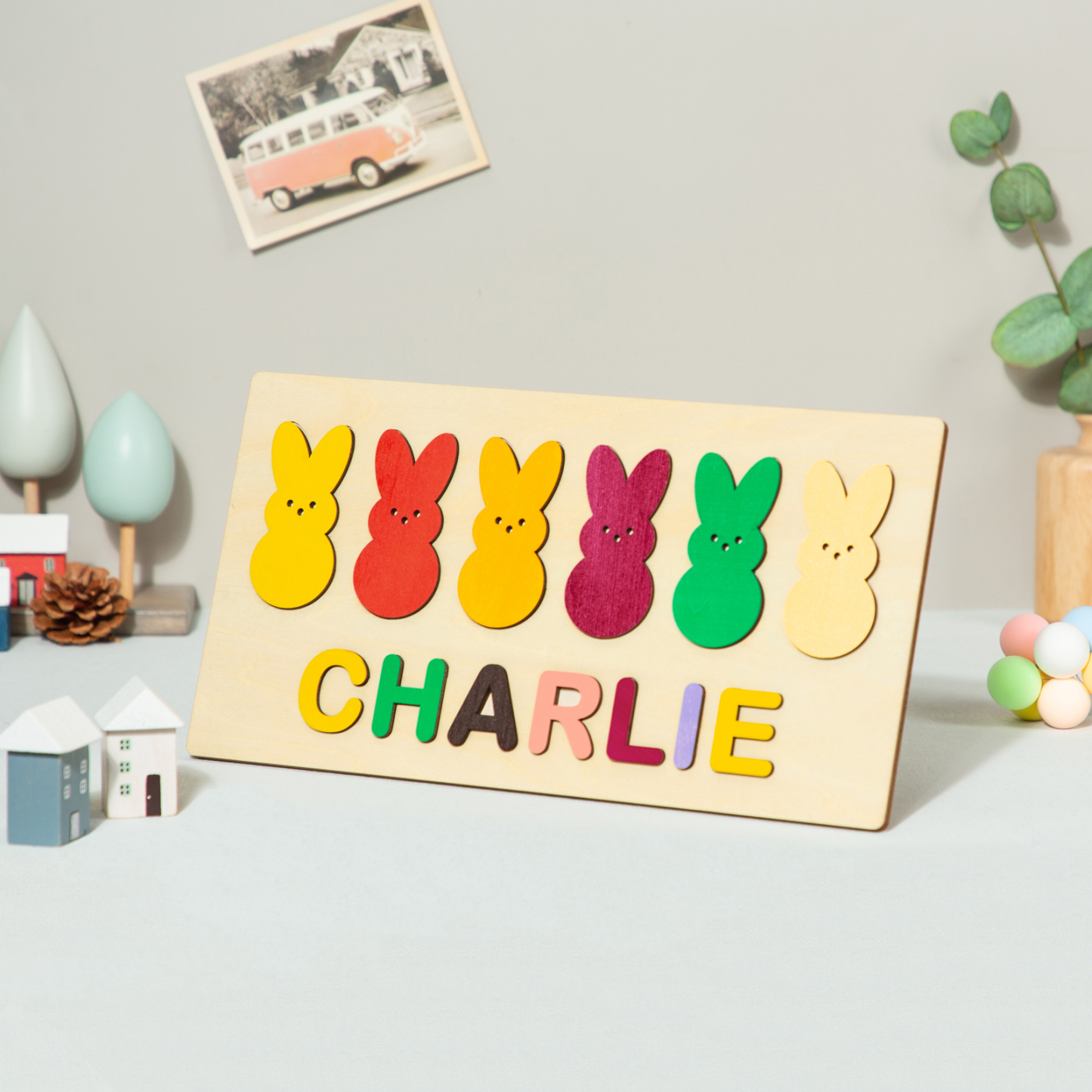 Jessemade Cute Bunnies Name Puzzles Personalised Easter Gift for Toddlers Children Gifts-Jessemade AU