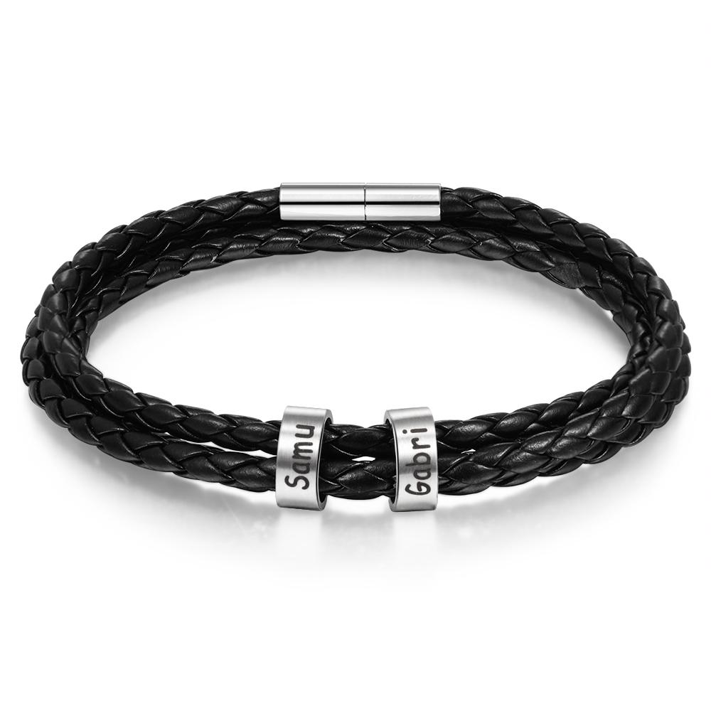 Mens Leather Bracelet Beads Only Beads-Jessemade AU