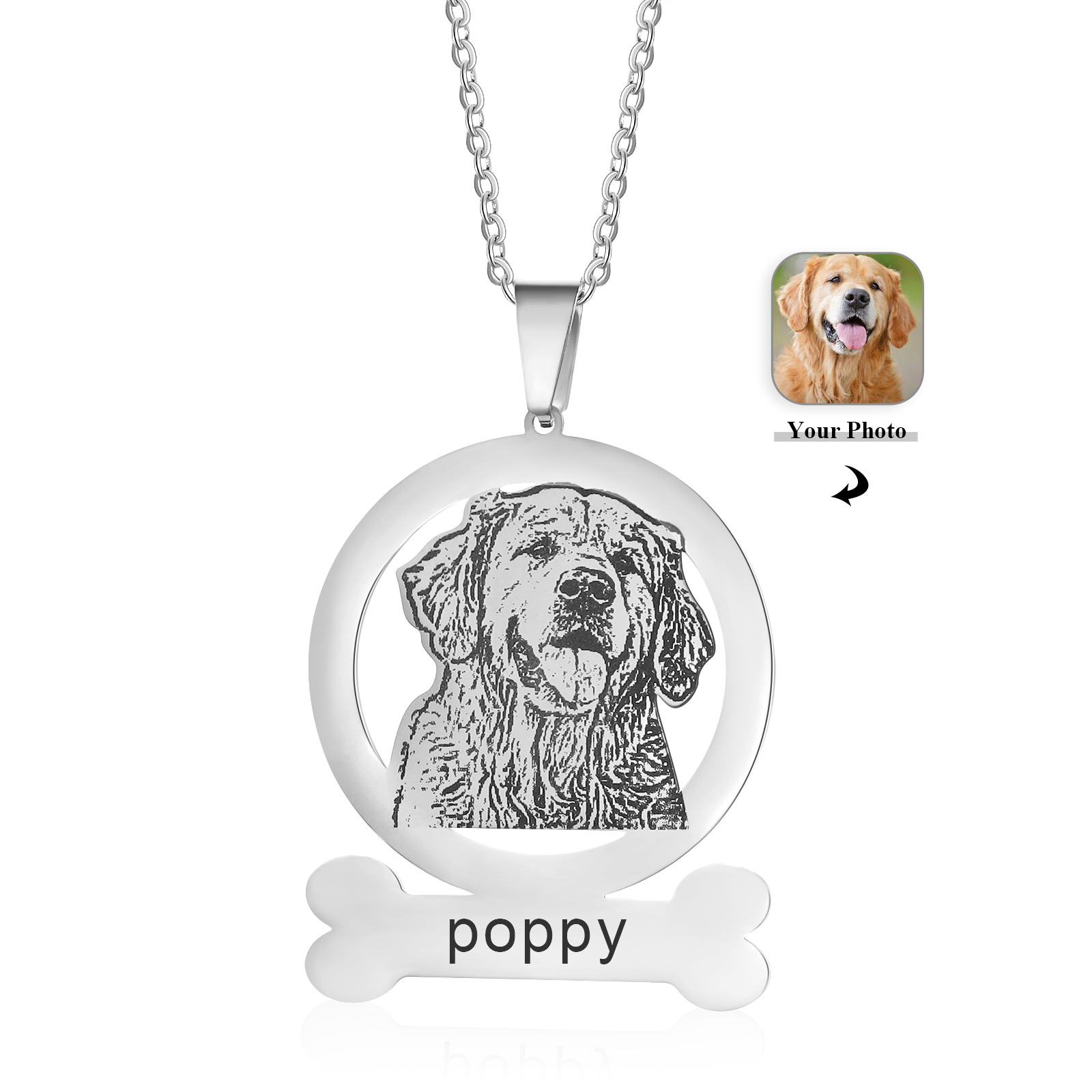 Pet Personalised Photo & Text Necklace Custom Dog Pendant Necklace Gifts for Her-Jessemade AU