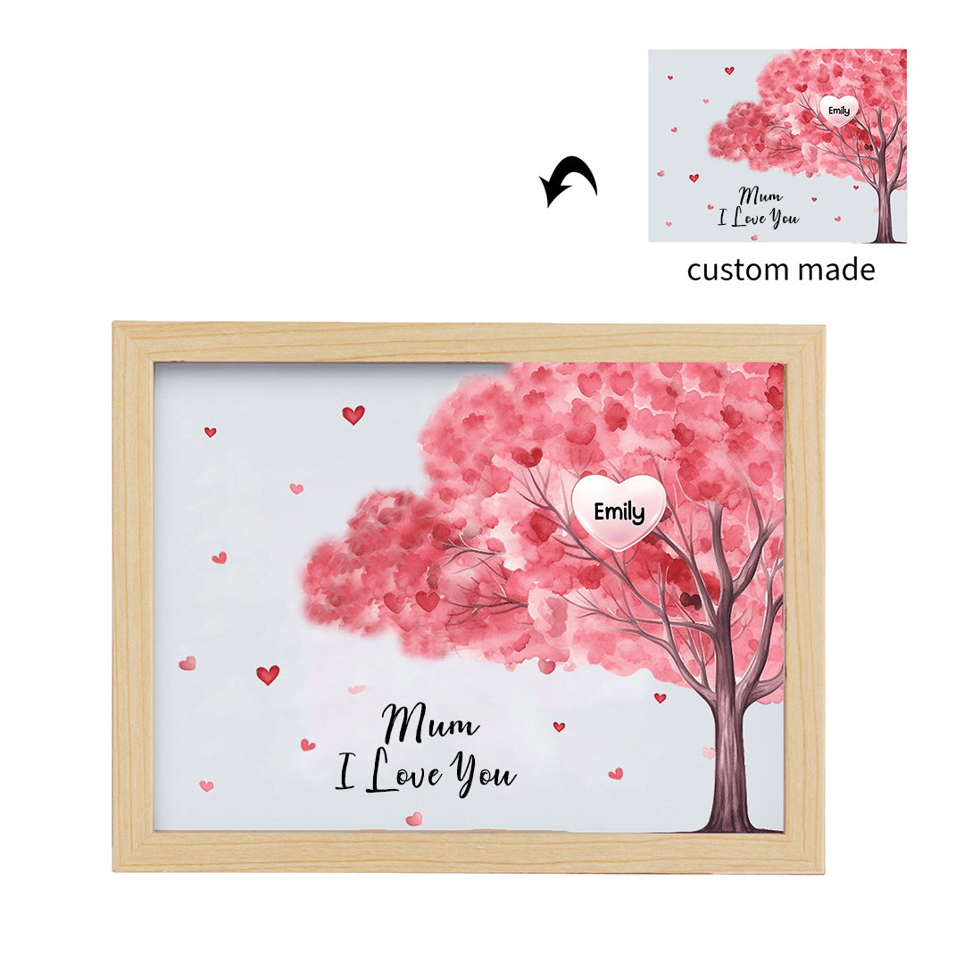 Personalised Frame Night Light Custom 1 Text & 1 Name Pink Family Tree Ornament Gifts for Mother/Grandma-Jessemade AU