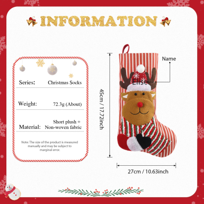 Christmas Stockings Ornaments Customised 1 Name Fireplace Decor Personalised Christmas Gifts for Family Friends-Jessemade AU