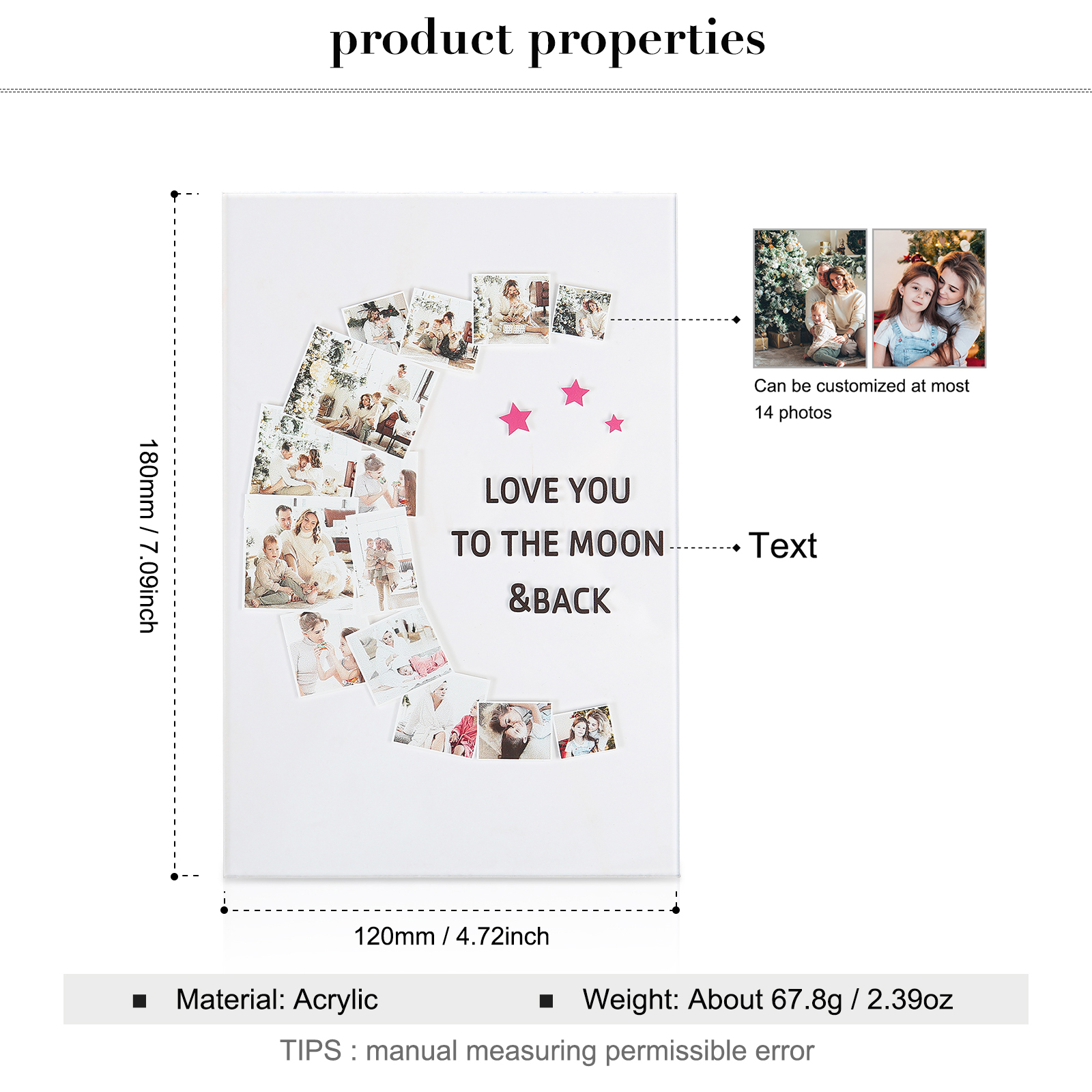 Personalised Family Photo Night Light Ornament Custom 14 Photos Bedroom Decor Home Decoration LED Light Personalised Photo Ornament-Jessemade AU