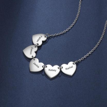 Personalised Heart Pendant Necklace Engraved 5 Names Gifts for Him-Jessemade AU