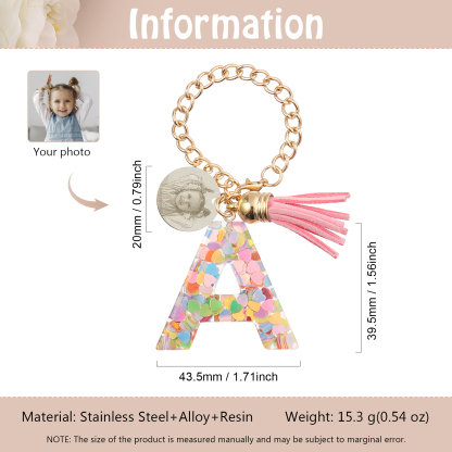 Personalised 26 Letters Pendant Custom 1 Photo Hanging Ornament Back-to-School Gift for Girls-Jessemade AU