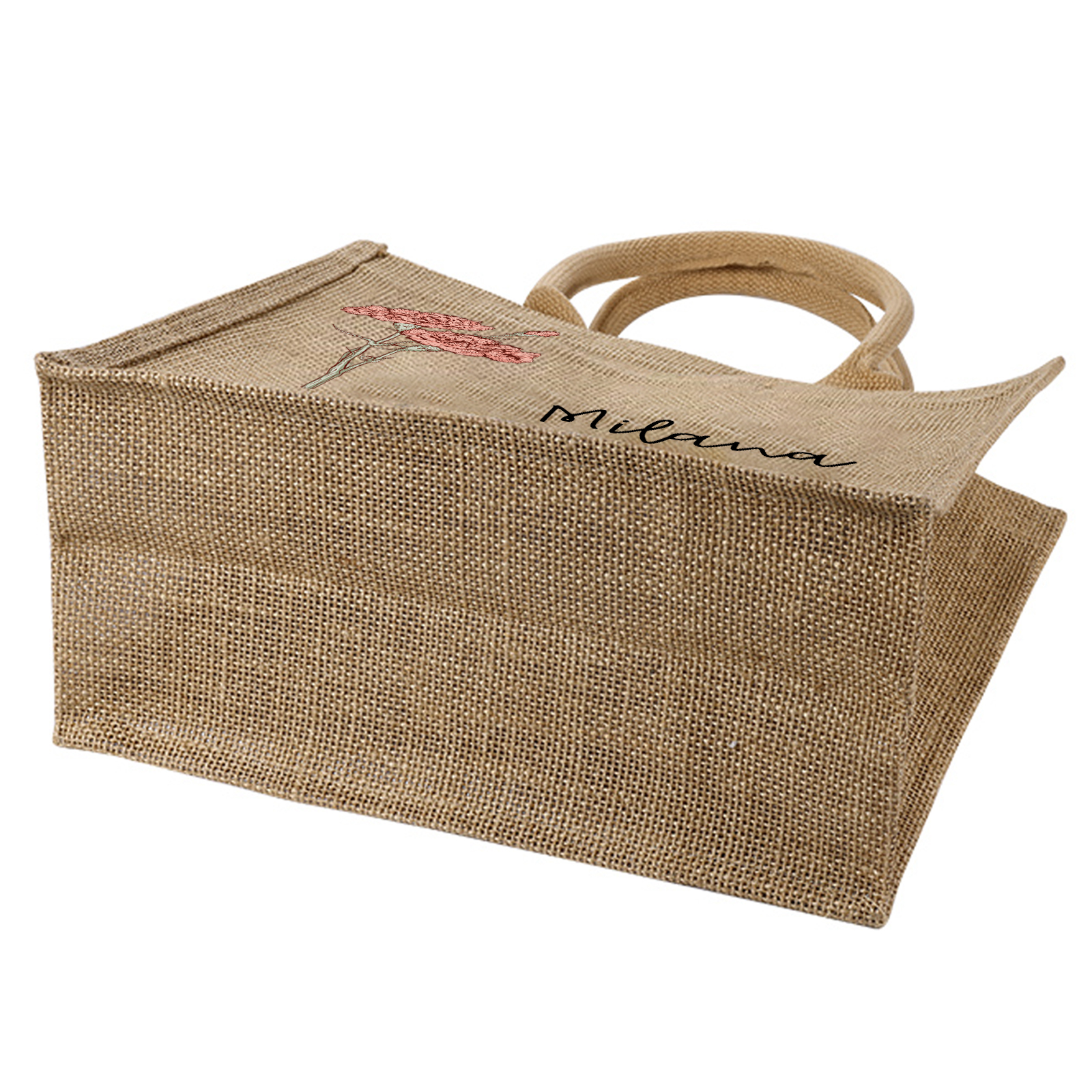 Personalised Birth Flower & Name Tote Bag Beach Jute Bag Birthday Wedding Party Travel Gift for Women/Girls-Jessemade AU