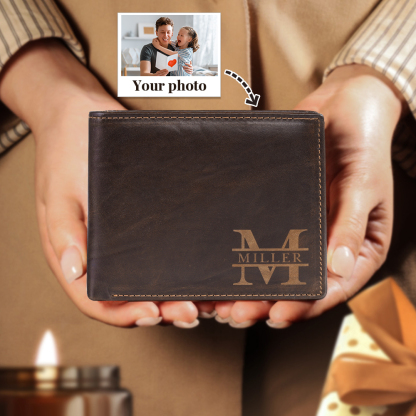 Men Wallet Personalised Monogram Genuine Leather Wallet Father's Day Gift-Jessemade AU