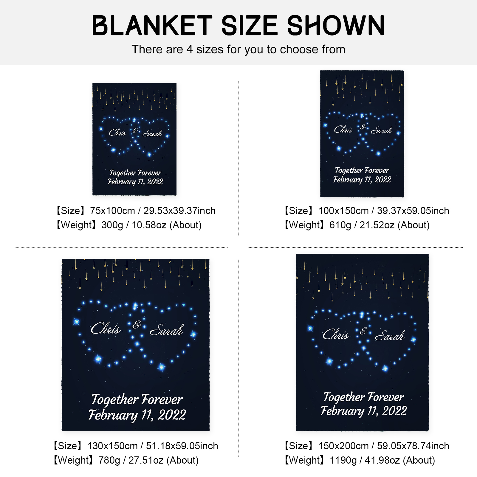 Customised Couple Blanket Engrave Name Forever Together Sweet Gift For Her-Jessemade AU