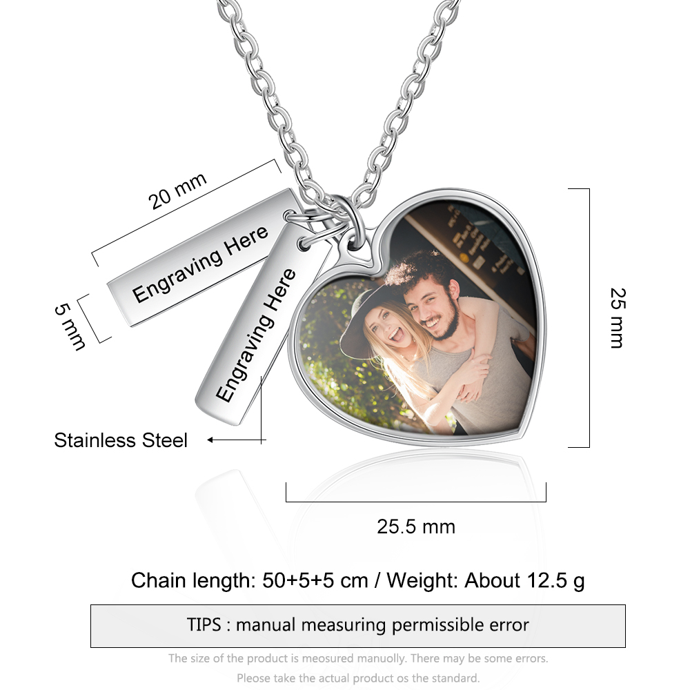 Personalised Heart Tag Necklace Custom 1 Photo Necklace Gifts For Her-Jessemade AU