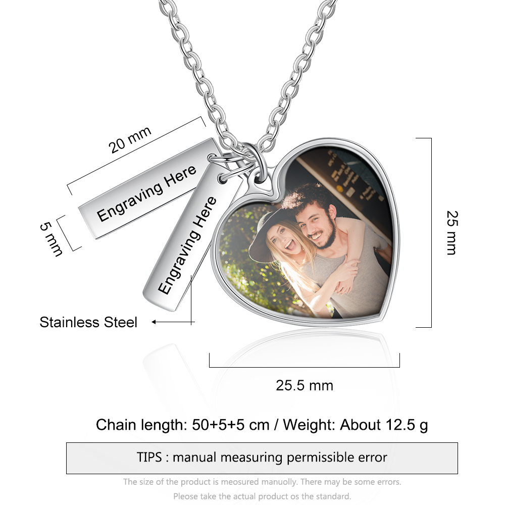 Personalised Heart Tag Necklace Custom 1 Photo Necklace Gifts For Her-Jessemade AU