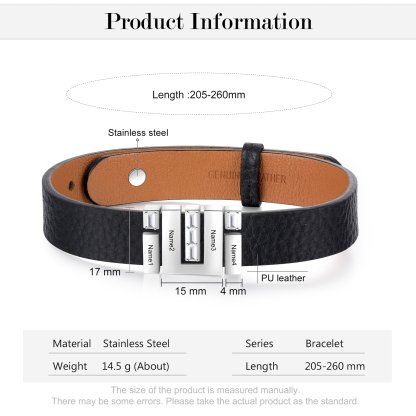 Mother's Day Gifts Personalised Leather Bracelet With 4 Names Gifts For Women-Jessemade AU