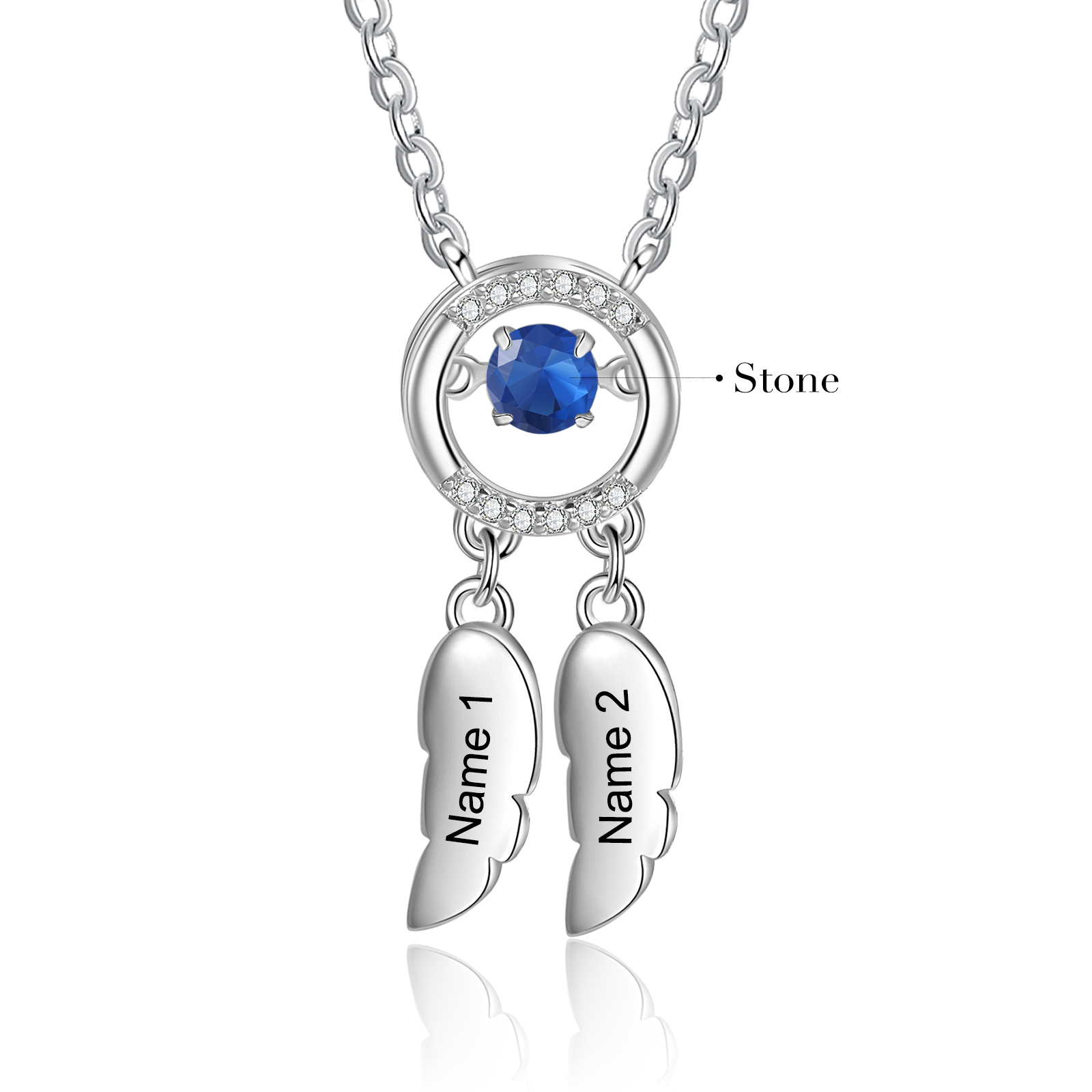 Personalised Dream Catcher Necklace with Dancing Stone Custom 2 Names Necklace-Jessemade AU