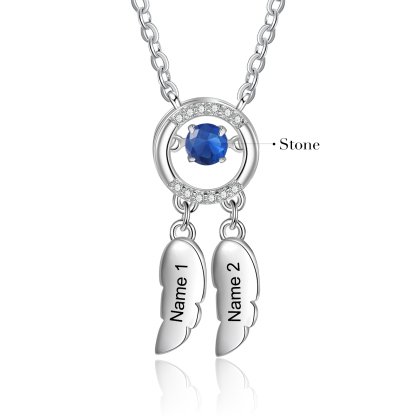 Personalised Dream Catcher Necklace with Dancing Stone Custom 2 Names Necklace-Jessemade AU