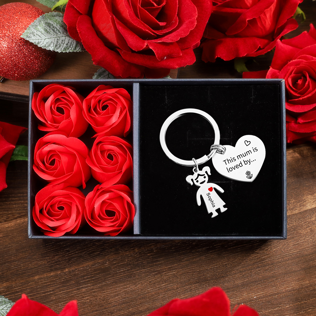 1 Name - Personalised Keychain with Kid Charm Engraved Names Keychain Mother's Day Gift for Mum-Jessemade AU