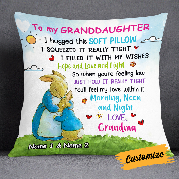 I Filled It With My Wishes, Rabbit Short Plush Pillow Case Easter Gifts For Granddaughter-Jessemade AU