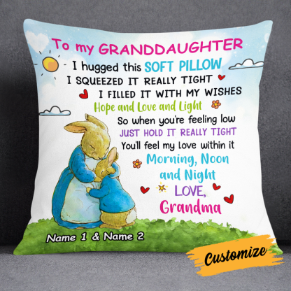 I Filled It With My Wishes, Rabbit Short Plush Pillow Case Easter Gifts For Granddaughter-Jessemade AU