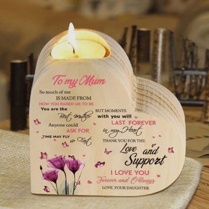 To My Mum-Wooden Heart Candle Holder Flower Candlesticks "Thank you for the love and support" Gifts For Mother-Jessemade AU