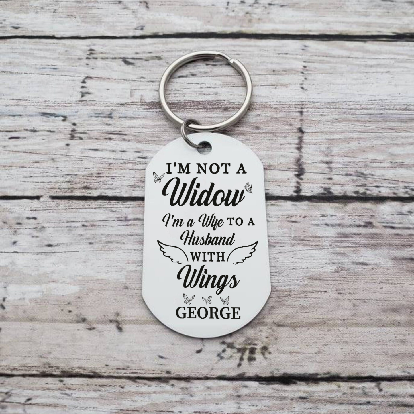 Memorial Photo Keychain Custom Name Keyring Personalised Keychains -  I'm Not A Widow, I'm A Wife To A Husband With Wings-Jessemade AU