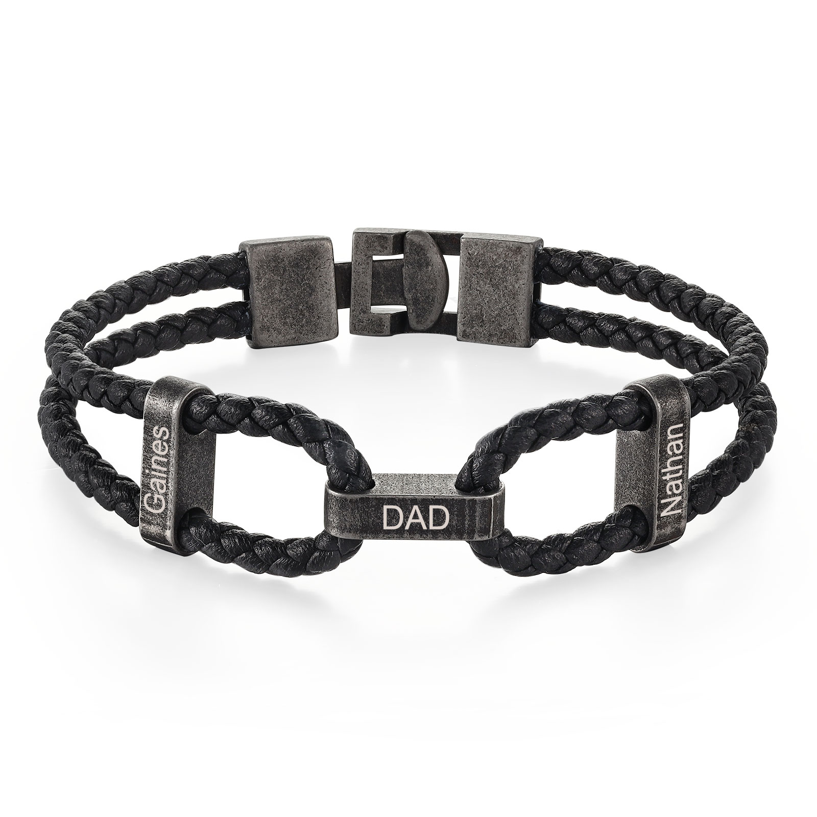 3 Names - Vintage Men's Leather Bracelet Custom Name Bracelet Two Layers Bracelet Personalised Gift for Him-Jessemade AU