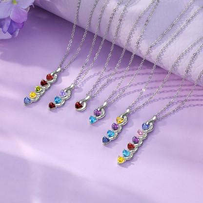 6 Names - Personalised Pendant Necklace Customised Names & Birthstones Necklace Birthday Gift for Women Girls-Jessemade AU