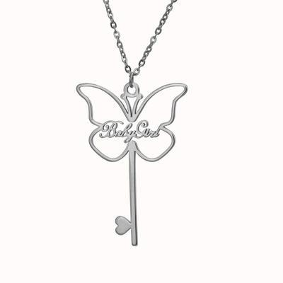 Personalised Butterfly Necklace Custom 1 Name Necklace Gift For Women-Jessemade AU
