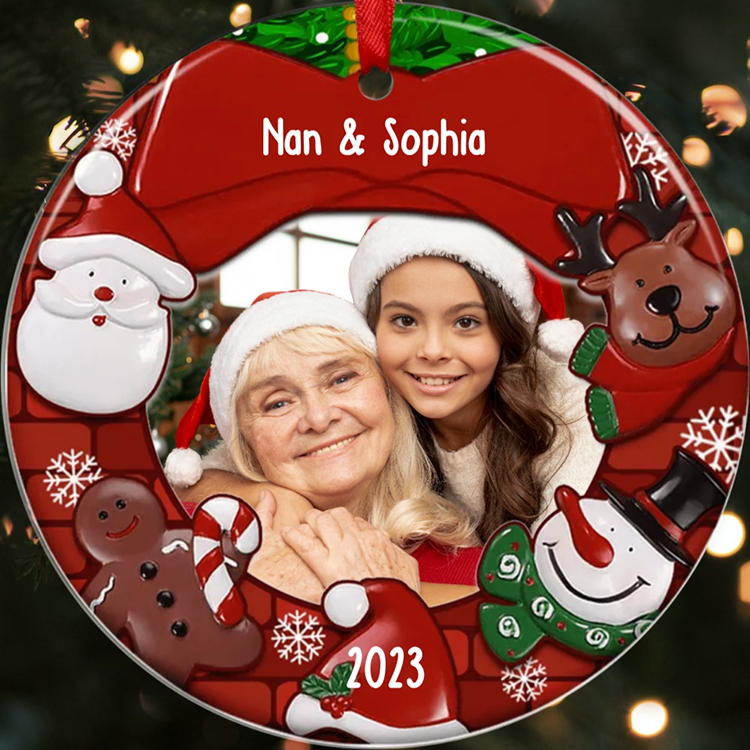 Acrylic Christmas Circle Ornaments Customised Photo & Name & Year Ornament Newborn Christmas Gifts-Jessemade AU