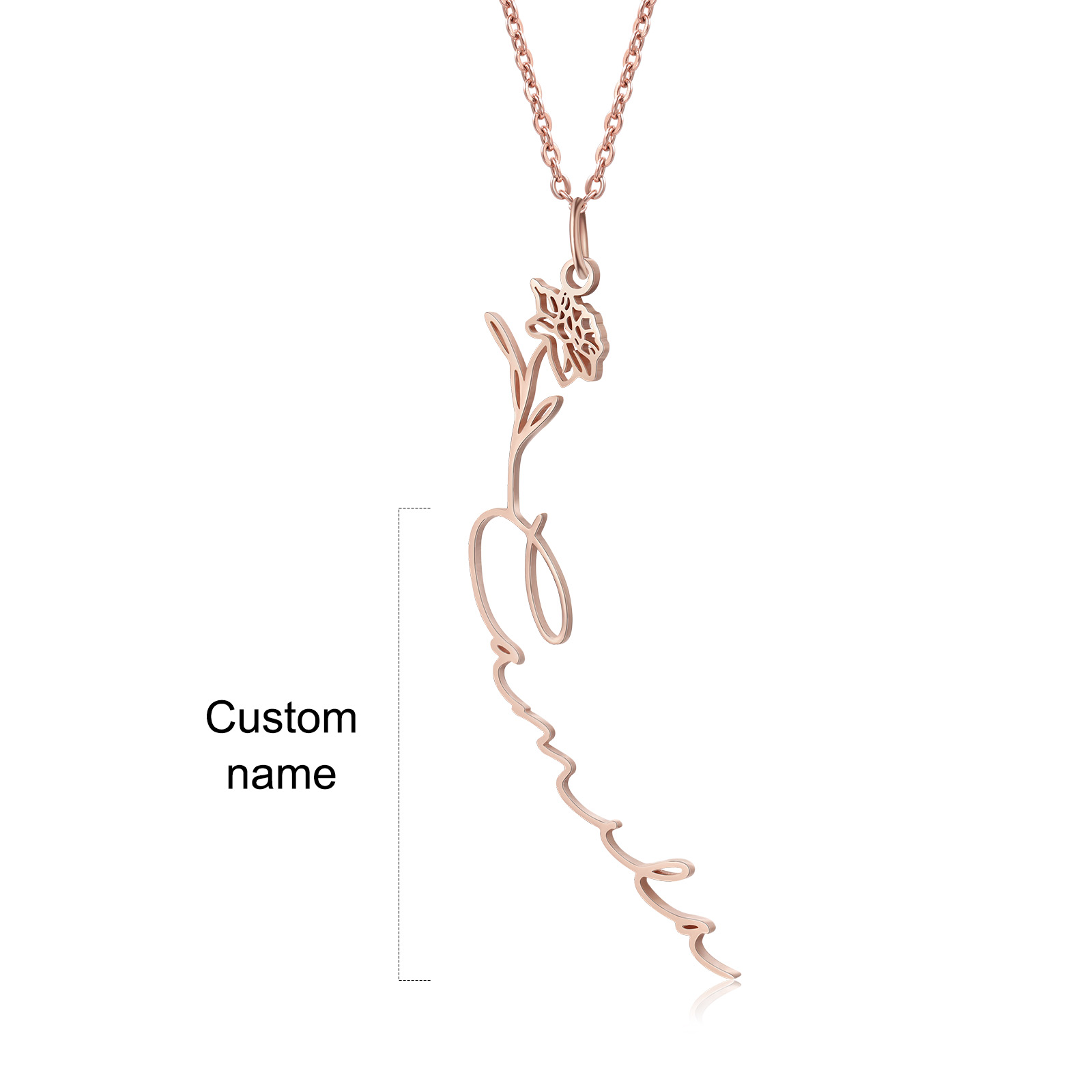 Personalised Birthflower Necklace Custom 1 Name Necklace Gift For Women-Jessemade AU