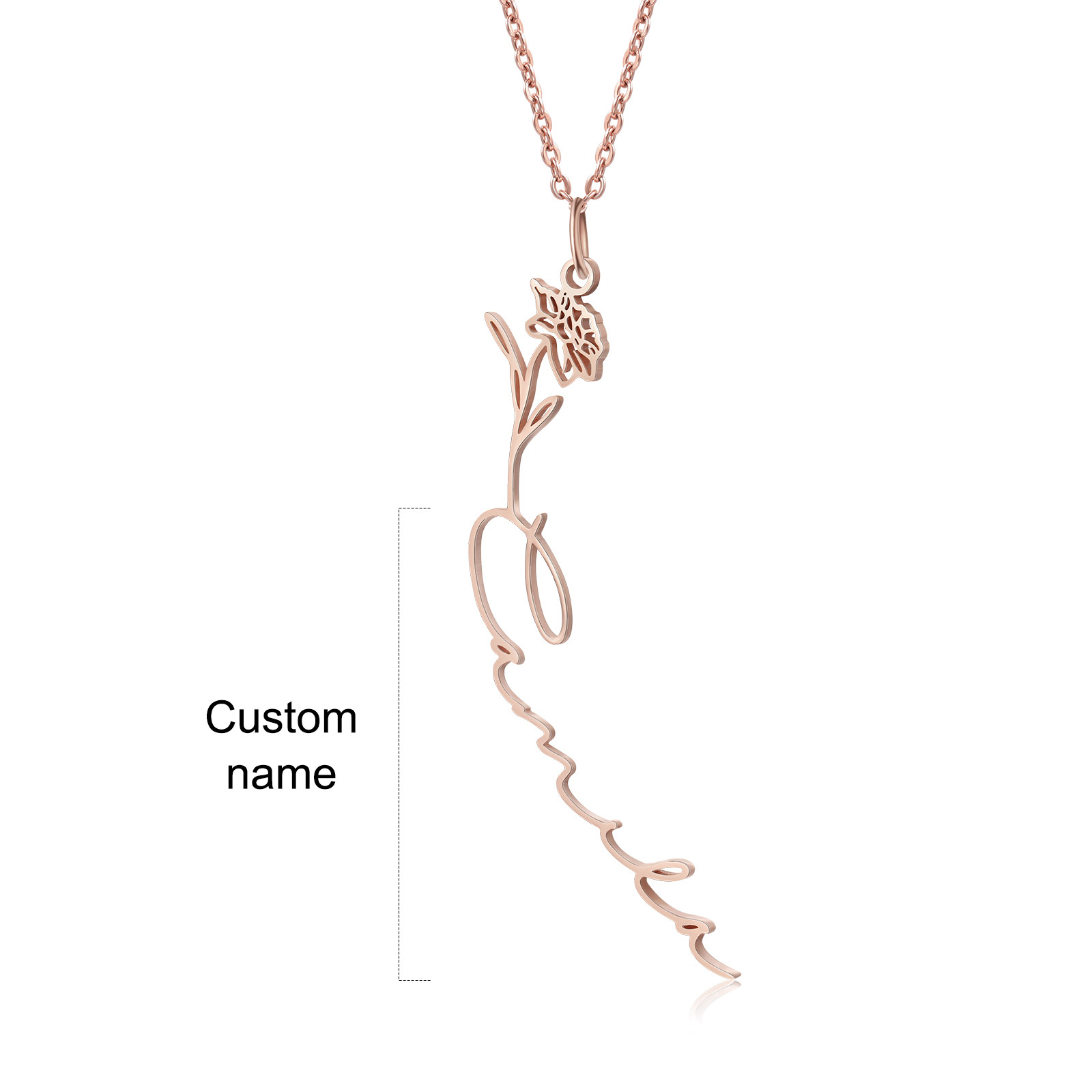 Personalised Birthflower Necklace Custom 1 Name Necklace Gift For Women-Jessemade AU