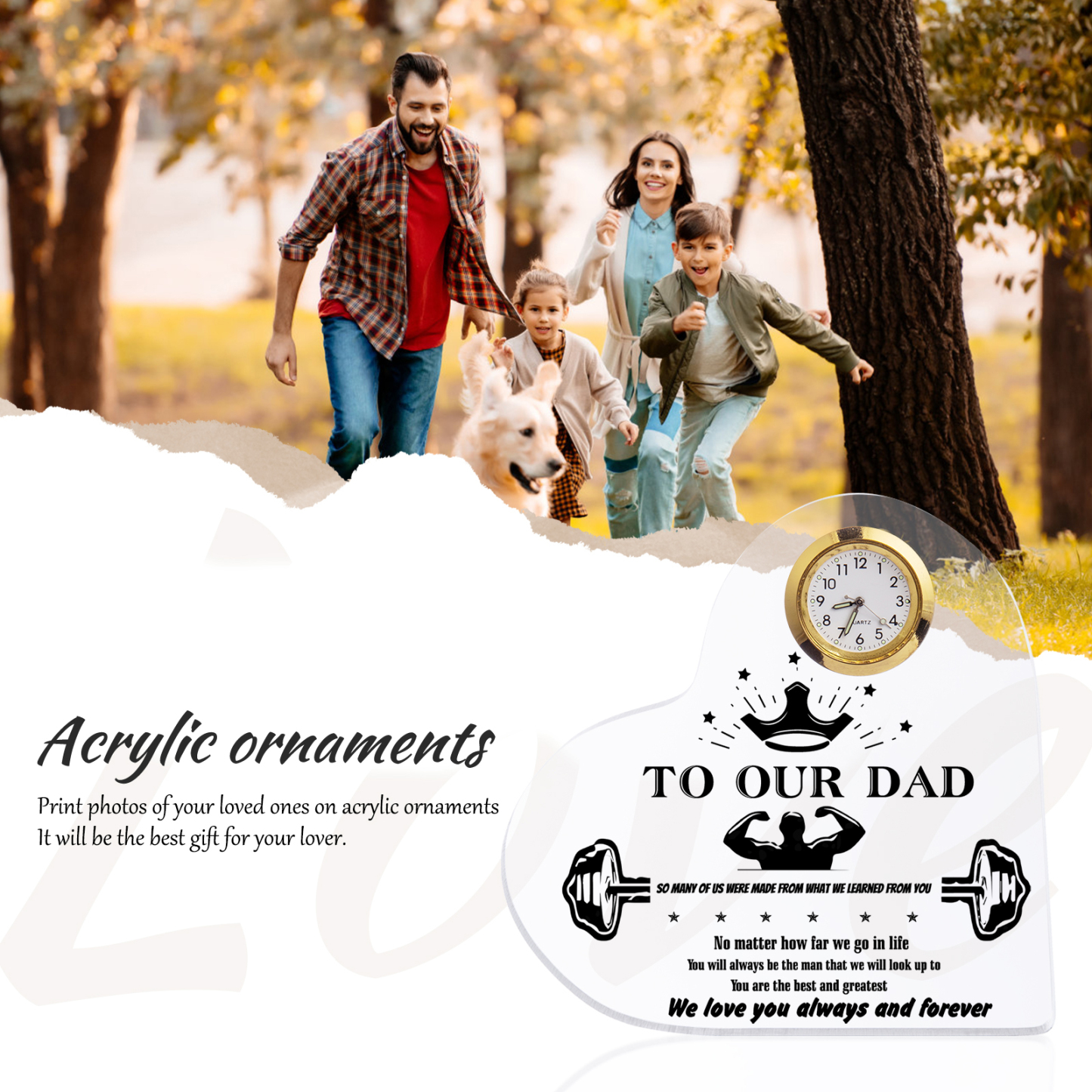 To Our Dad Acrylic Heart Clock Keepsake Heart Sign - You are the best and greatest-Jessemade AU