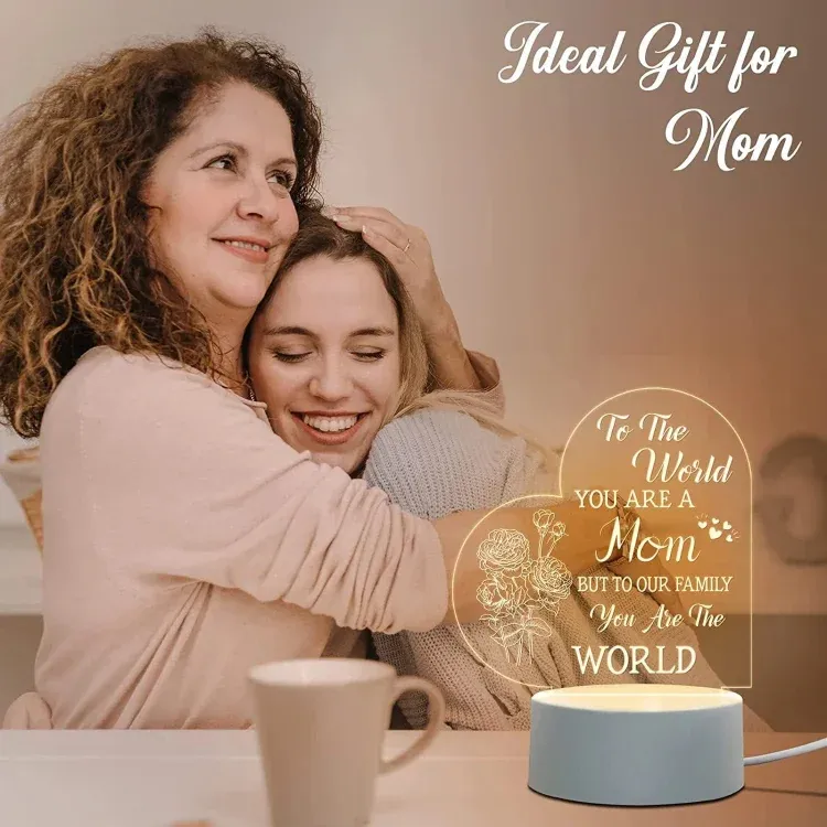 To My Mom- Flower Heart Night Light LED Lamp Bedroom Decoration For Mother-Jessemade AU