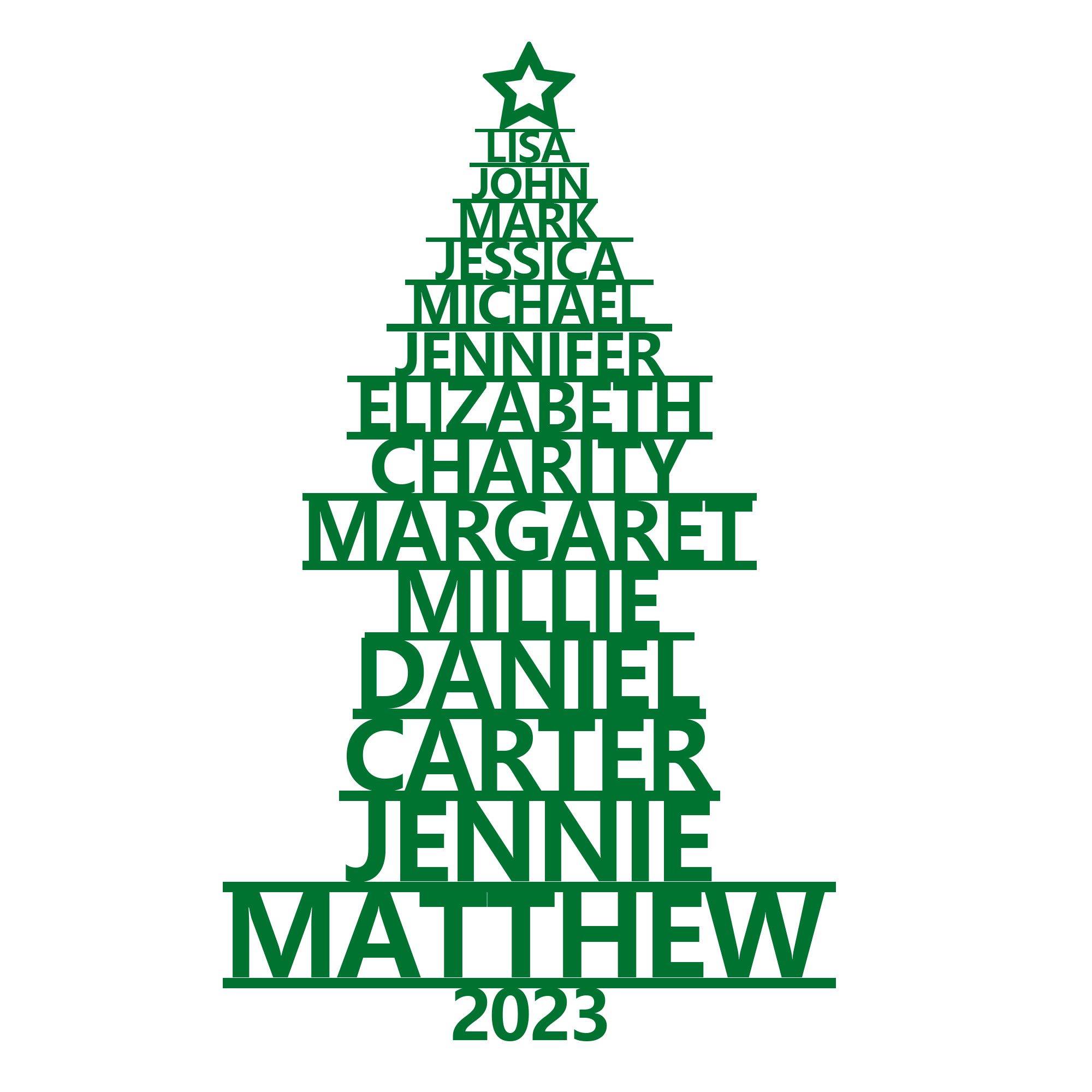 14 Names - Personalised Christmas Tree Ornaments Customised Name Xmas Wooden Decor Gifts for Family Friends-Jessemade AU