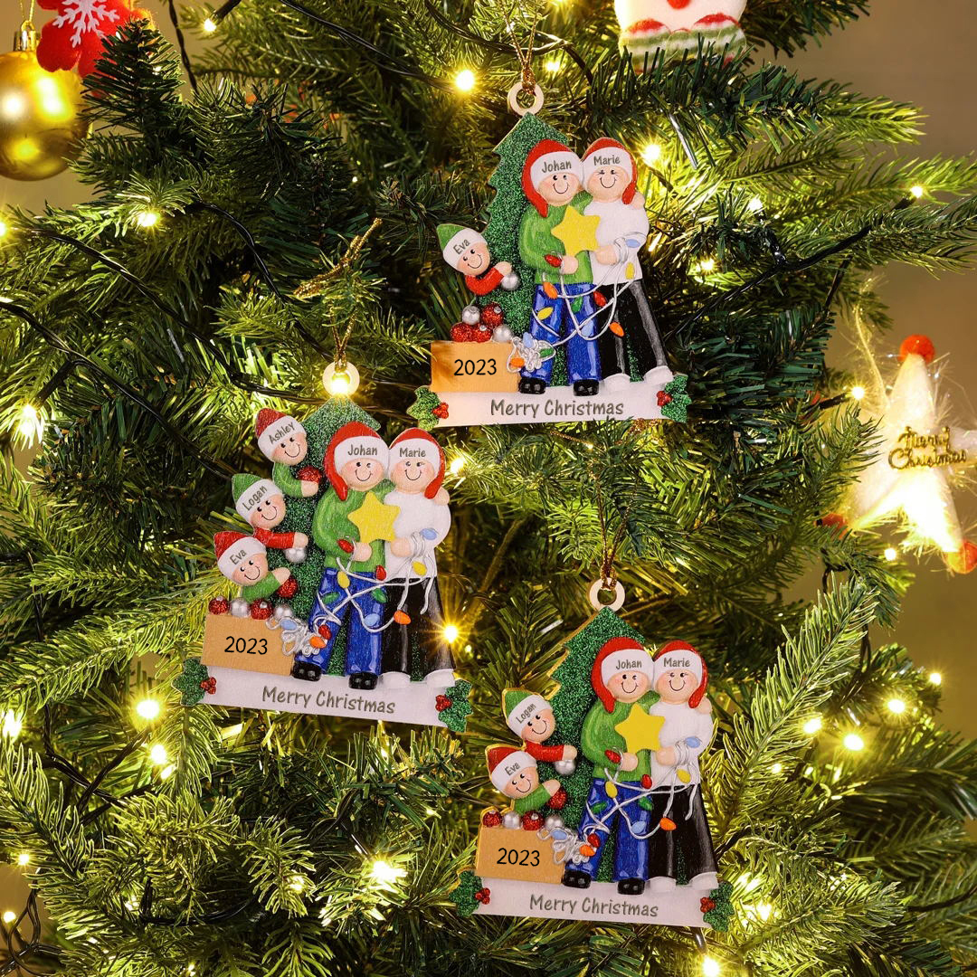 Personalised Family Christmas Ornament Custom 4 Names Hanging Ornament Gifts For Family