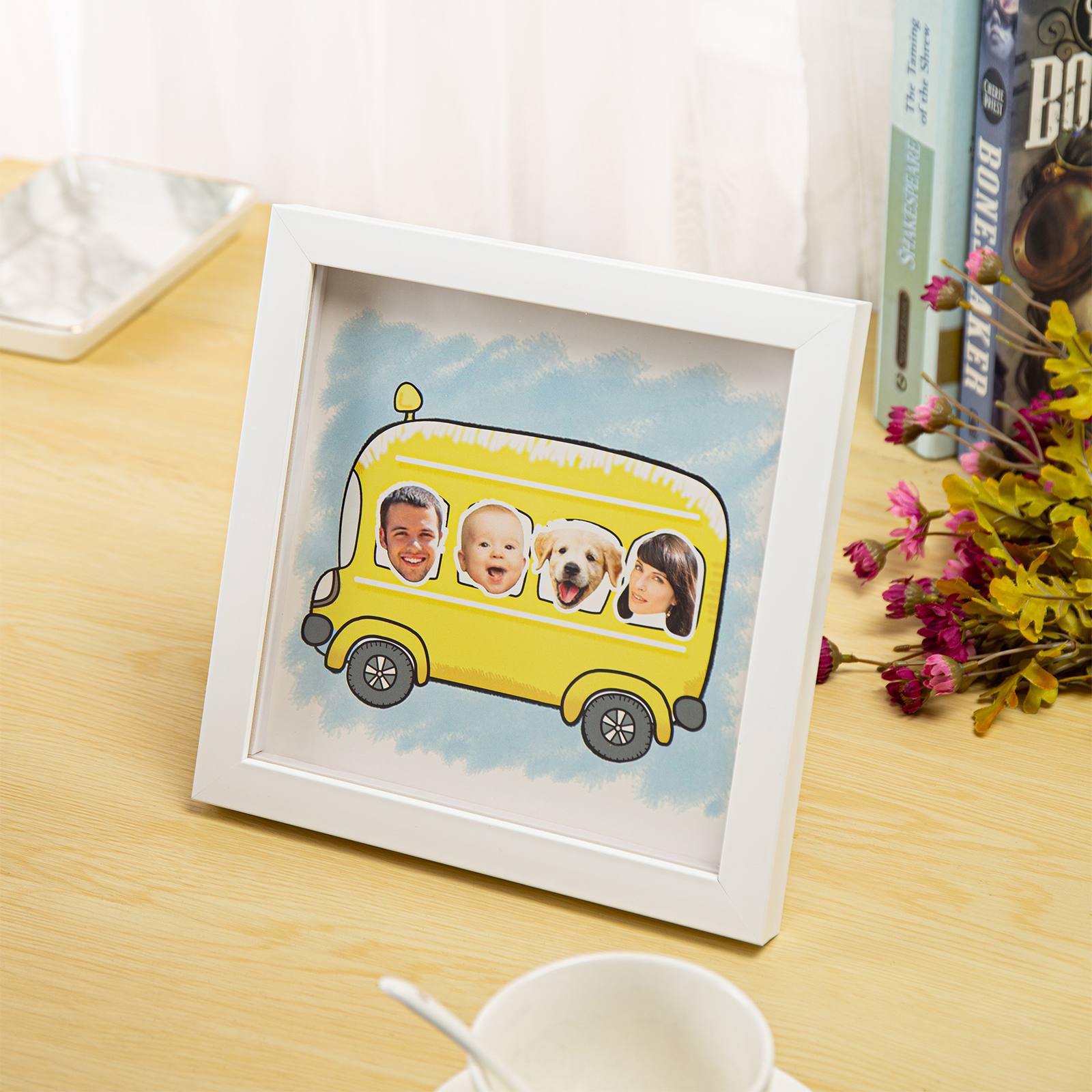 Personalised Funny Bus Family Stereo Photo Frame With Dog-Jessemade AU